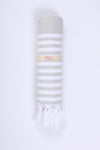 Gray Ultra Soft Bath Towel with White Striped