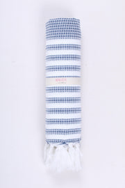 Handwoven Cotton Bath Towel with White Stripes