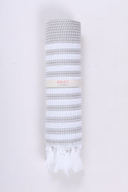 Handwoven Cotton Bath Towel with White Stripes