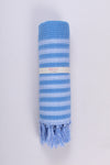 Handwoven Cotton Bath Towel with White Stripes