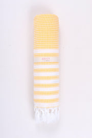 Handwoven Cotton Bath Towel with White Stripes