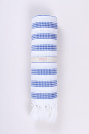 White Ultra Soft Bath Towel with Blue Stripes