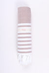 Cake Brown Ultra Soft Bath Towel with White Stripes