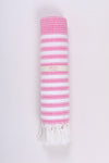 Pink Ultra Soft Bath Towel with White Stripes