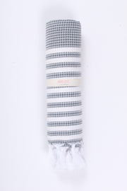 Iron Gray Ultra Soft Bath Towel with White Stripes