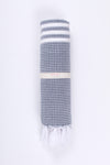 Iron Gray Ultra Soft Bath Towel with White Stripes