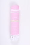 Pink Ultra Soft Bath Towel with White Striped