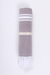 Brown Ultra Soft Bath Towel with White Striped