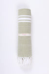 Olive Green Ultra Soft Bath Towel with White Striped