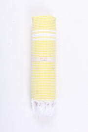 Lemon Yellow Ultra Soft Bath Towel with White Stripes