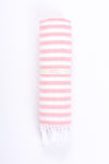 Cerise Pink and White Striped Towel