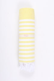 Lemon Yellow Ultra Soft Bath Towel with White Stripes