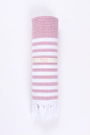 Brick Pink Ultra Soft Bath Towel with White Stripes