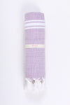 Mulberry Violet and White Striped Towel