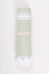 Green Towel with White Striped
