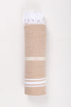 Beige Towel with White Striped