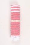 Red Ultra Soft Bath Towel with White Stripes