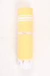 Lemon Yellow Ultra Soft Bath Towel with White Stripes