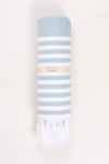 Turkish Blue Ultra Soft Bath Towel with White Stripes