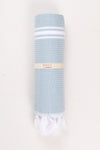 Turkish Blue Ultra Soft Bath Towel with White Stripes