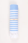 Blue Ultra Soft Bath Towel with White Stripes