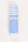 Blue Ultra Soft Bath Towel with White Stripes