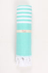 Mint Green Ultra Soft Bath Towel with White Stripes