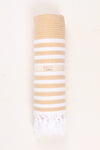 Light Orange Ultra Soft Bath Towel with White Stripes