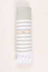 Green Ultra Soft Bath Towel with White Stripes