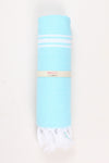 Sky Blue Ultra Soft Bath Towel with White Stripes