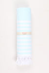 Sky Blue Ultra Soft Bath Towel with White Stripes