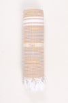 Beige Ultra Soft Bath Towel with White Stripes