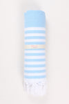 Sky Blue Soft Bath Towel with White Striped