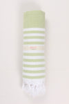 Green Soft Bath Towel with White Striped