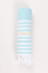 Sea Green Soft Bath Towel with White Striped