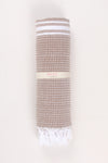 Brown Soft Bath Towel with White Striped