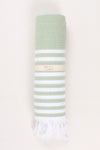Green Soft Bath Towel with White Striped