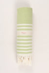 Green Ultra Soft Bath Towel with White Stripes