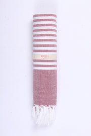 Maroon Ultra Soft Bath Towel with White Striped