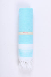 Sky Blue Ultra Soft Bath Towel with White Stripes