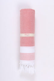 Punch Pink Ultra Soft Bath Towel with White Stripes