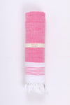 Magenta Pink Ultra Soft Bath Towel with White Stripes