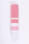 Coral Pink Ultra Soft Bath Towel with White Striped