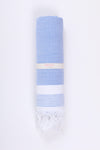 Sky Blue Ultra Soft Bath Towel with White Striped