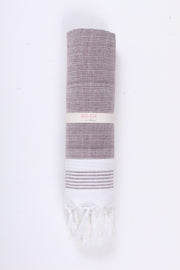 Eggplant Violet Ultra Soft Bath Towel with White Stripes