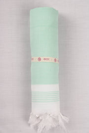 Green and White Striped Ultra Soft Bath Towel