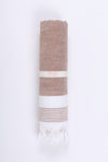 Brown Ultra Soft Bath Towel with White Stripes