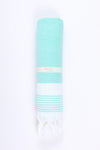 Sea Green Ultra Soft Bath Towel with White Stripes