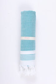 Pine Green and White Striped Towel