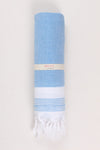 Blue Soft Bath Towel with White Striped